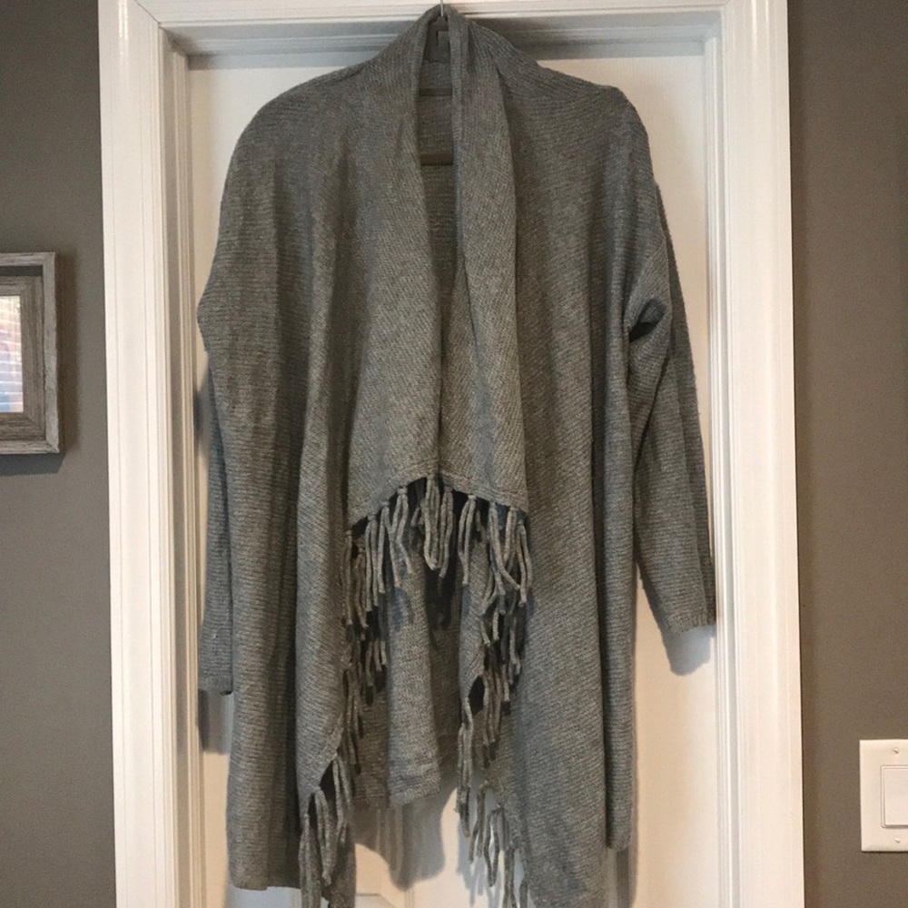 Grey fringe sweater